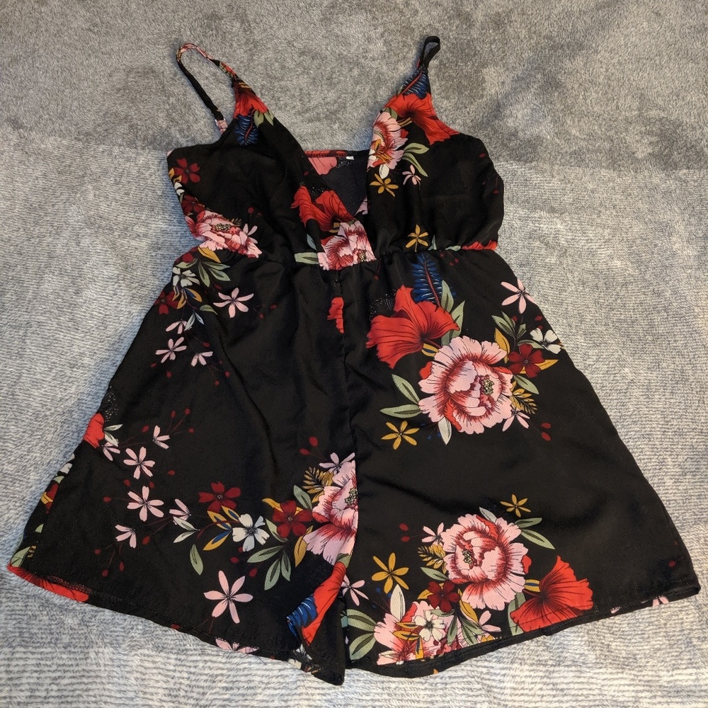 Black Floral Romper